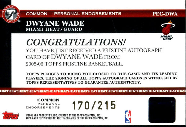 Dwyane Wade 2005 Topps Autographed Card #170/215