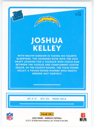 Joshua Kelley 2020 Panini Donruss Rated Rookie Card #338