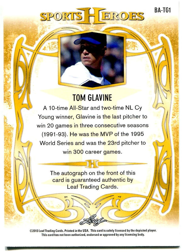 Tom Glavine 2013 Leaf Sports Heroes Autographed Card