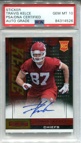 Travis Kelce Autographed 2013 Panini Rookies & Stars Rookie Card (PSA)