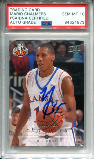 Mario Chalmers Autographed 2008-09 Upper Deck Rookie Card (PSA)