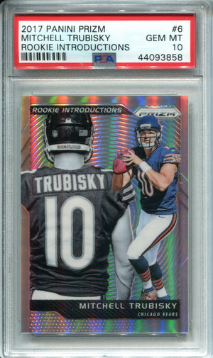 Mitchel Trubisky 2017 Panini Prizm Rookie Introductions Card #6 (PSA)
