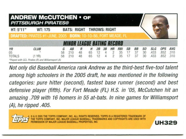 Andrew McCutchen Draft Pick Rookie Card Topps