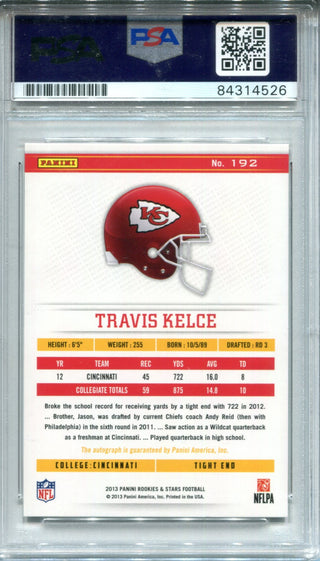 Travis Kelce Autographed 2013 Panini Rookies & Stars Rookie Card (PSA)