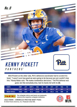 Kenny Pickett Panini Prestige Rookie Card #8