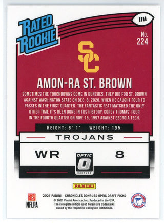 Amon-Ra St. Brown 2021 Panini Chronicles Donruss Optic Draft Picks Rated Rookie Card #224