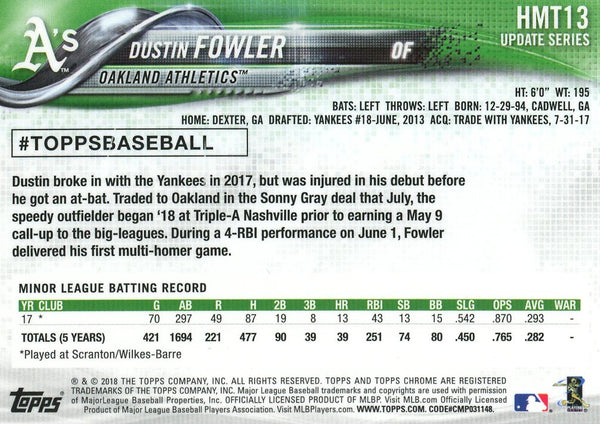 Dustin Fowler 2018 Topps Chrome Rookie Card