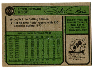 Pete Rose 1974 Topps Card #300