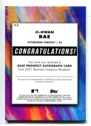 Ji-Hwan Bae 2021 Bowman Inception #PAJB Autographed Card /400