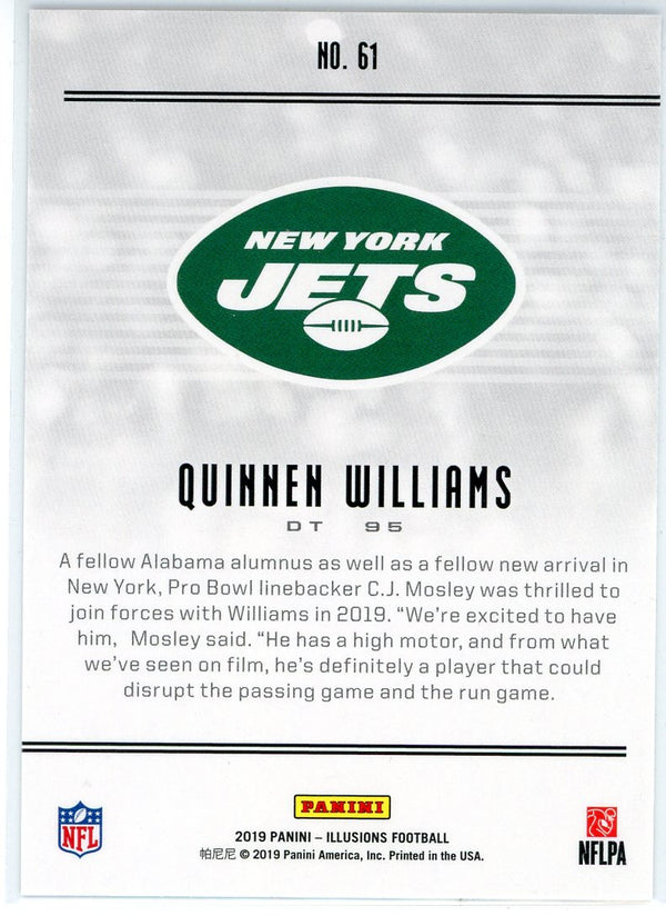 Quinnen Williams 2019 Panini Illusions Blue Rookie Card #61