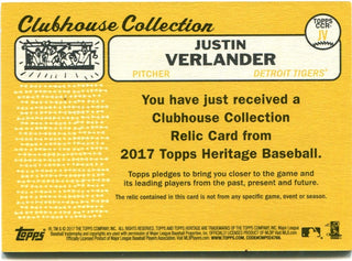 Justin Verlander 2017 Topps Meaningful Materials #MMJVE Relic Card 10/50