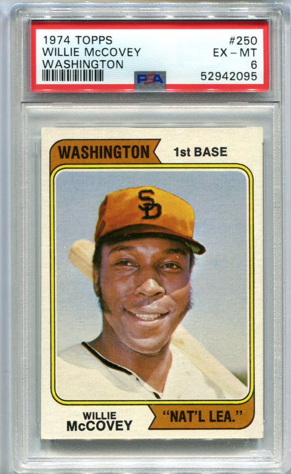 Willie McCovey  1974 Topps #250 (PSA EX-MT 6) Card