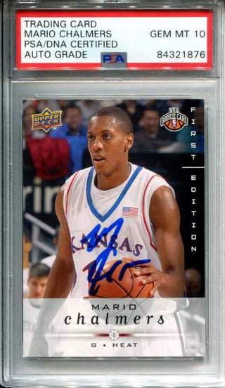 Mario Chalmers Autographed 2008-09 Upper Deck First Edition Rookie Card (PSA)