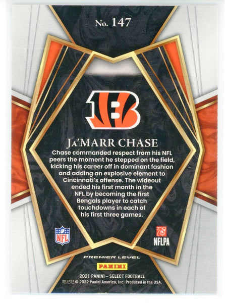 Ja'Marr Chase 2021 Select Premier Level White Die-Cut #147 Price