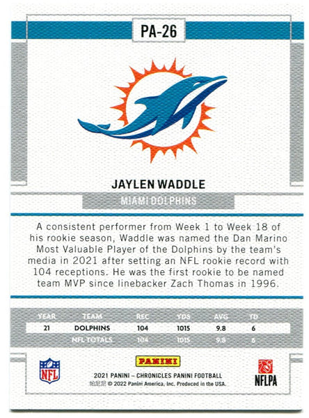 Jaylen Waddle Miami Dolphins Autographed 2021 Panini Chronicles