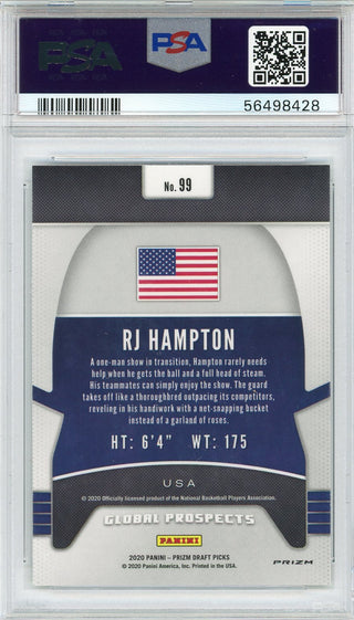 RJ Hampton 2020 Panini Prizm Draft Pick Silver Prizm Card #99 (PSA)