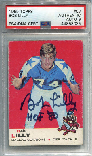 Bob Lilly "HOF 80" Autographed 1969 Topps Card (PSA)