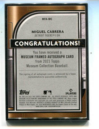 Miguel Cabrera 2021 Topps Museum Collection Framed Auto Card /15