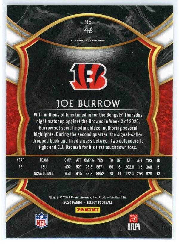 Joe Burrow 2020 Panini Select Concourse Rookie Card #46