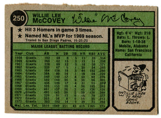 Willie McCovey 1974 Topps Card #250