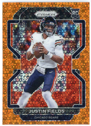 Justin Fields 2021 Panini Prizm Orange Disco Prizm Rookie Card #334