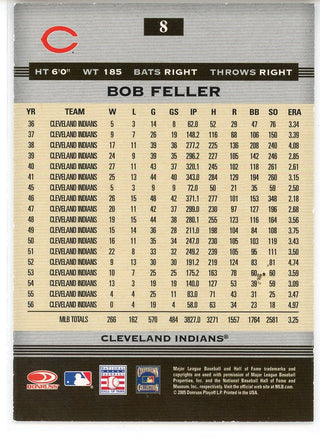 Bob Feller Autographed 2005 Donruss Greats Card #8