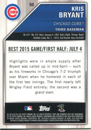 Kris Bryant 2015 Bowman's Best Rookie Card Back