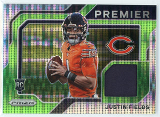 Justin Fields 2021 Panini Prizm Premier Green Prizm Patch Card #PJ-4