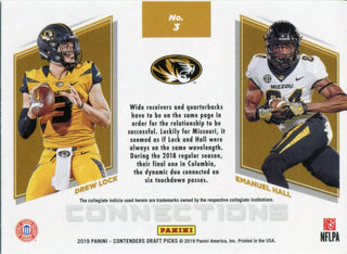 Drew Lock & Emanuel Hall 2019 Contenders Draft Picks Rookie Card