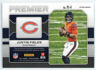 Justin Fields 2021 Panini Prizm Premier Green Prizm Patch Card #PJ-4