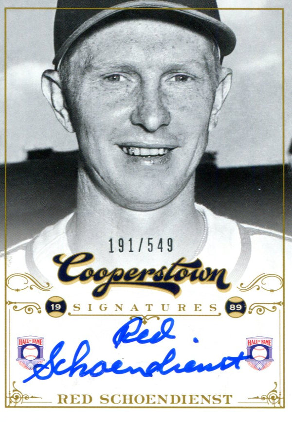 Red Schoendienst Autographed Panini Card #191/549