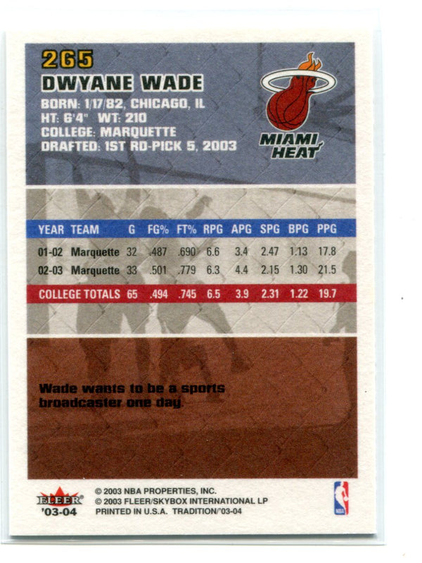 Dwyane Wade 2003-04 Fleer #265 Card