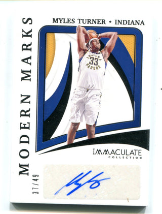 Myles Turner 2020-21 Panini Immaculate Collection Modern Marks Auto /49