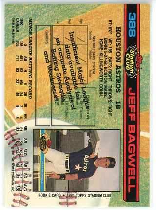 Jeff Bagwell 1991 Topps Stadium Club Rookie Card #388