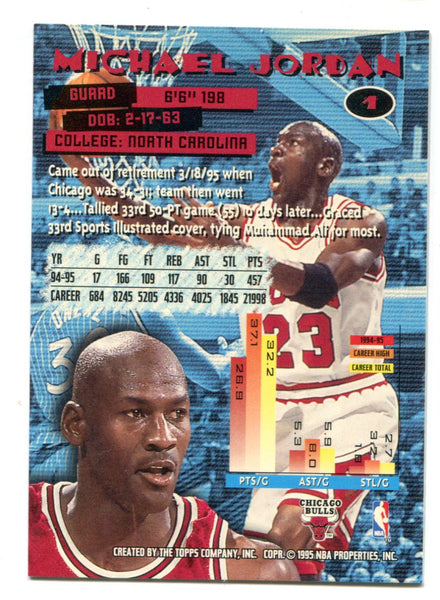 Michael Jordan 1995 TOPPS STADIUM CLUB CARD #1