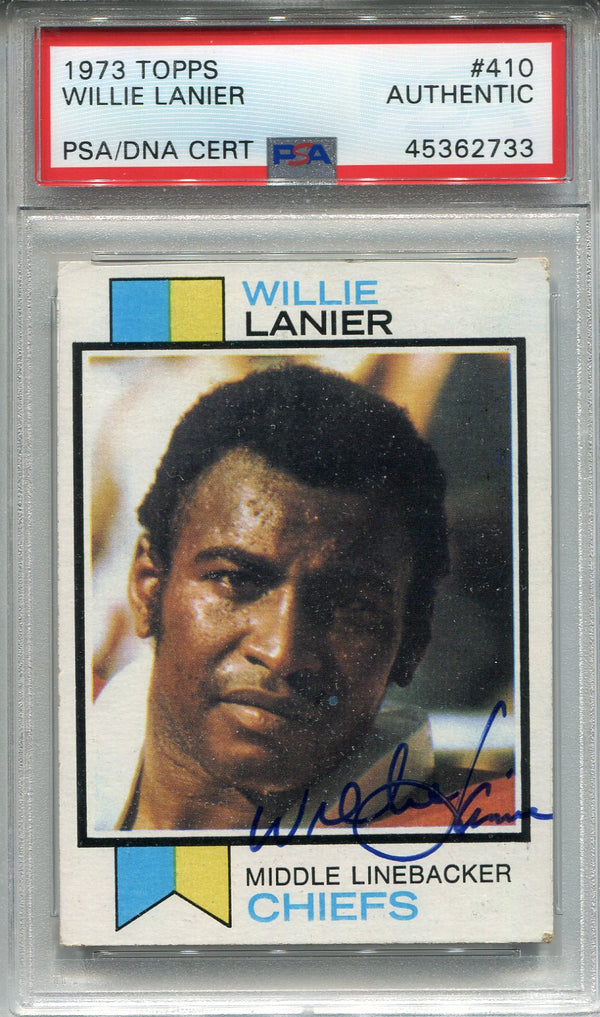 Willie Lanier Autographed 1973 Topps Card (PSA)