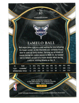 LaMelo Ball 2021 Panini Select #63 Concourse Blue Prizm RC