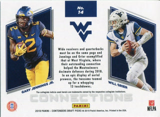 Will Grier & Gary Jenning Jr. 2019 Contenders Draft Picks Rookie Card