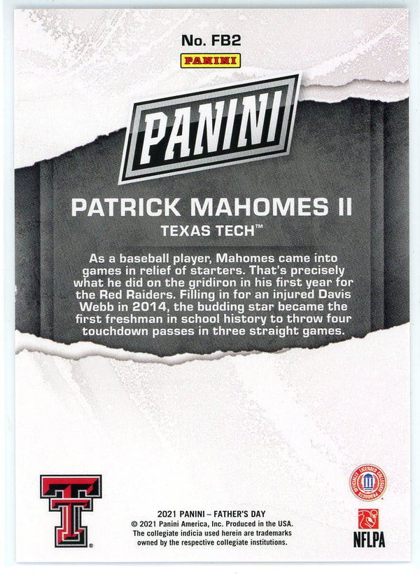 Patrick Mahomes II 2021 Panini Father's Day Card #FB2