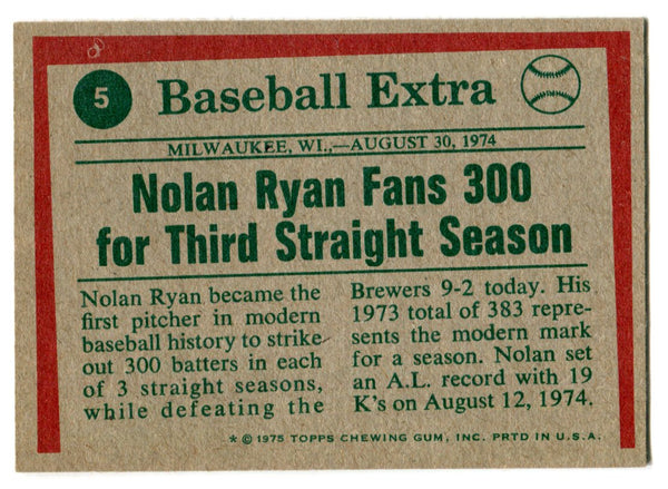 Nolan Ryan 1975 Topps Card #5