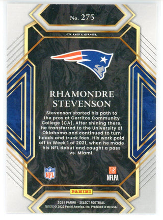 Rhamondre Stevenson 2021 Panini Select Club Level Rookie Card #275