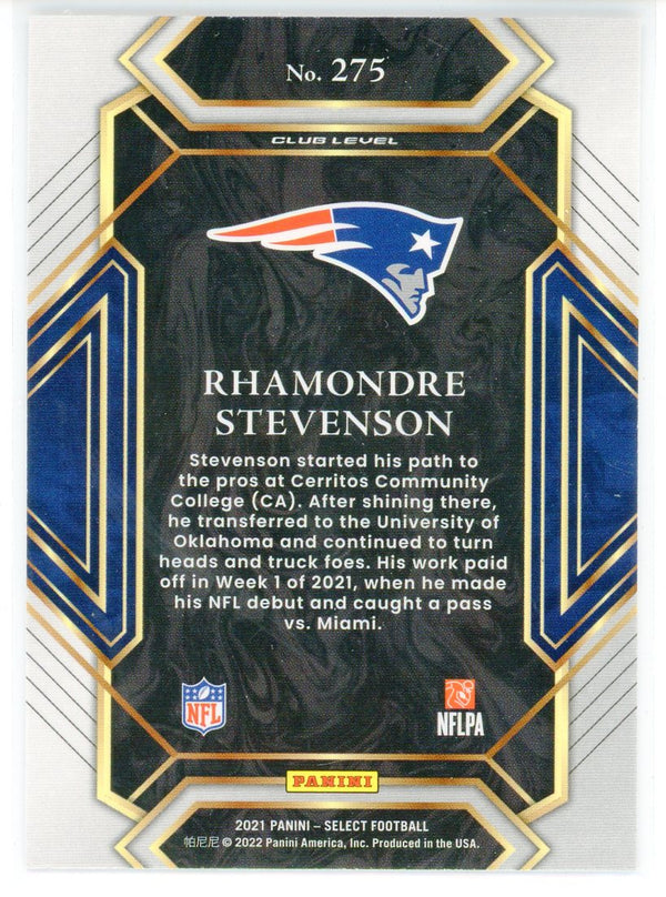 Rhamondre Stevenson 2021 Panini Select Club Level Rookie Card #275