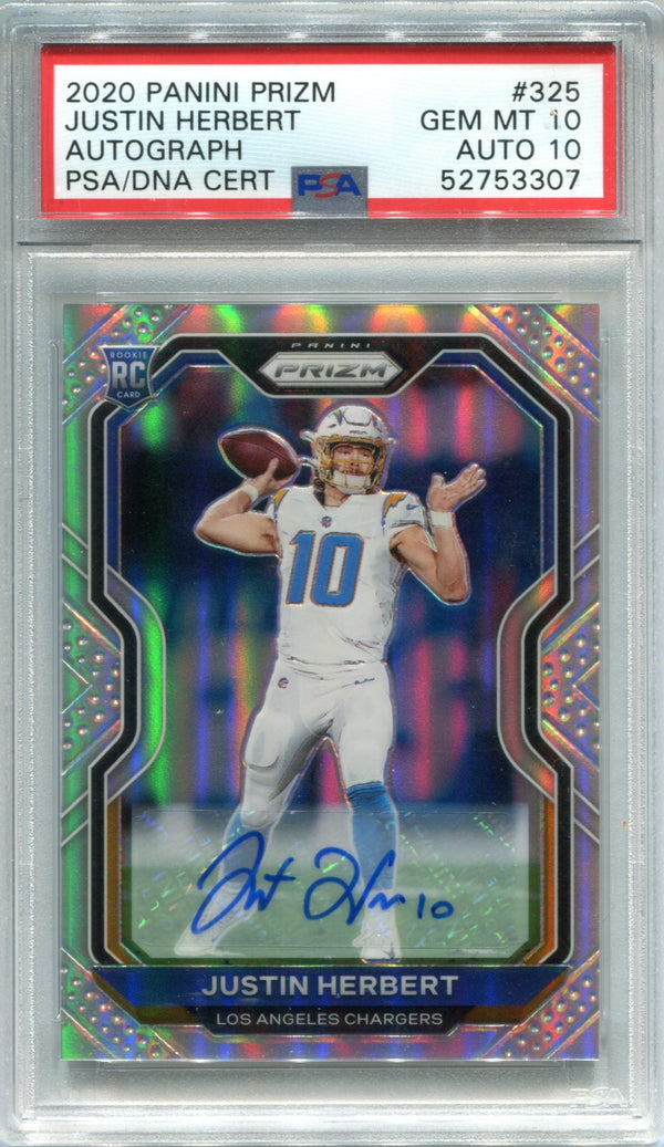 JUSTIN HERBERT SIGNED CHARGERS FUNKO 2020 OROY PSA SLABBED GEM MT