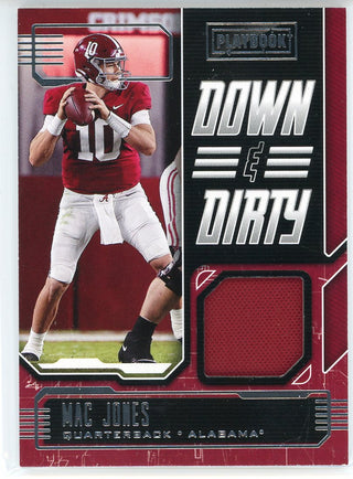 Mac Jones 2021 Panini Chronicles Playbook Draft Picks Down & Dirty Rookie Patch Card #PB-MJ