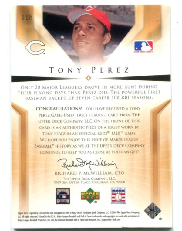 Tony Perez 2004 Upper Deck Legendary Cuts Fabric Card #118 Card 1/1