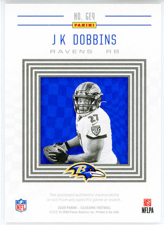 JK Dobbins 2020 Panini Illusions Great Expectations Rookie Patch Card #GE9