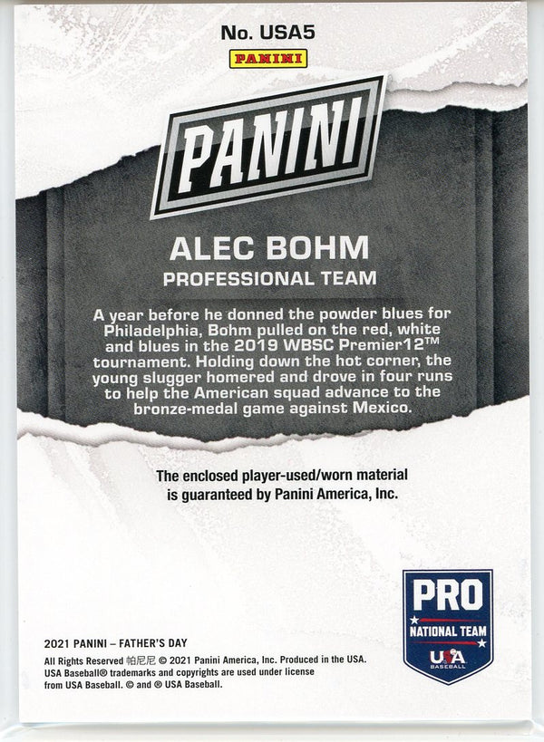 Alec Bohm 2021 Panini Father's Day Patch Card #USA5