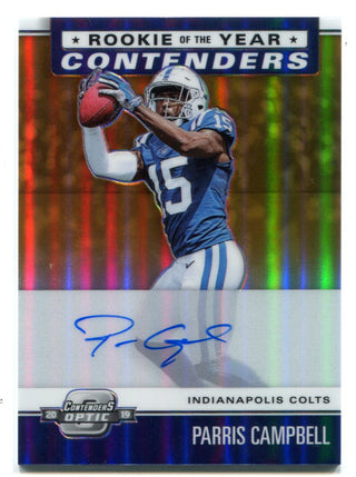 Parris Campbell Autographed 2019 Panini Contenders Optic Rookie Card