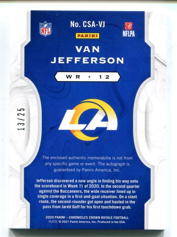 Van Jefferson 2020 Panini Crown Royale Silhouettes #CSAVJ Autographed Card 13/25
