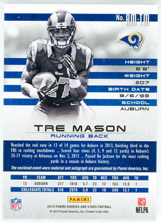 Tre Mason Autographed 2014 Panini Rookies and Stars Rookie Patch Card #RM-TM
